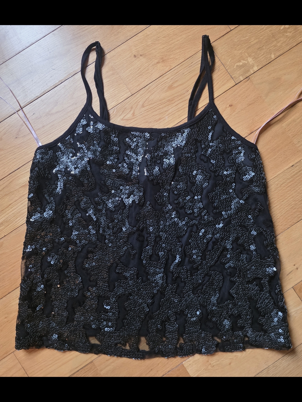 Forever 21 Black Sequin Spaghetti Strap Tank Top